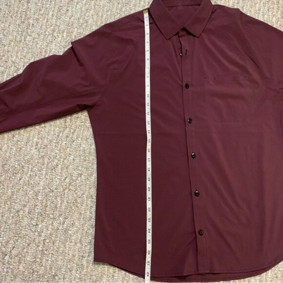 Lululemon Voyage Long Sleeve Buttondown Wee Stripe Black Cherry Prep Red Medium - Picture 9 of 10